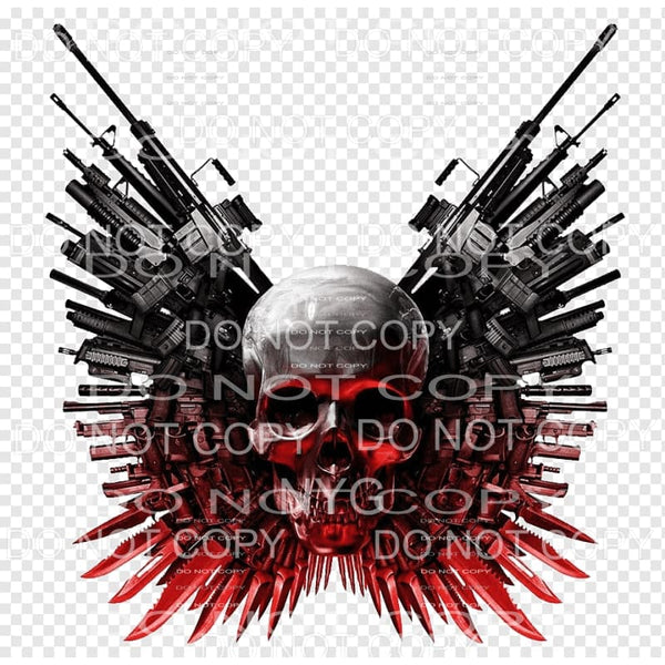 Skull Guns Knives Wings Sublimation transfers - Heat 