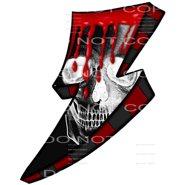 skull lightning bolt #7725 Sublimation transfers - Heat 