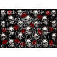 Skulls Red Roses Leopard Background Sheet #1 Sublimation 