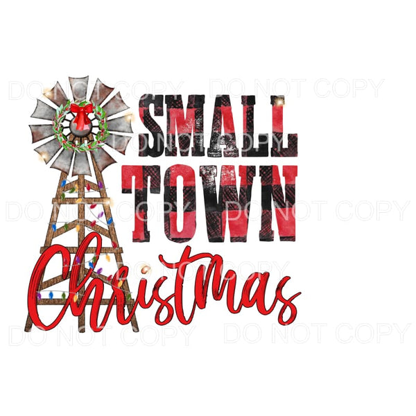 Small Town Christmas Red Plaid Windmill Wreath Lights #7005 