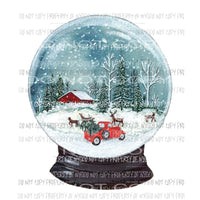Snow globe red truck farm Sublimation transfers Heat Transfer