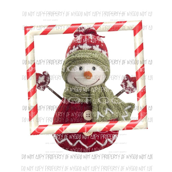 Snowman Candy cane frame Sublimation transfers Heat Transfer