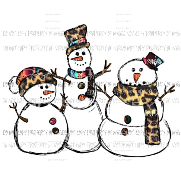 Snowman trio # 1 leopard Sublimation transfers Heat Transfer
