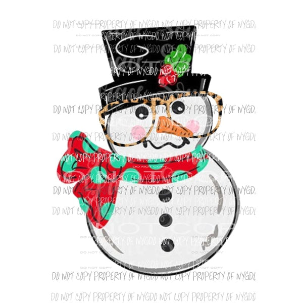 snowman with leopard glasses Sublimation transfers Heat Transfer