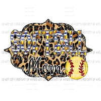 Softball Leopard Blue Stripe Mama - Mimi - Mom - Nana other names in drop down menu if you dont see the name you want put in the notes