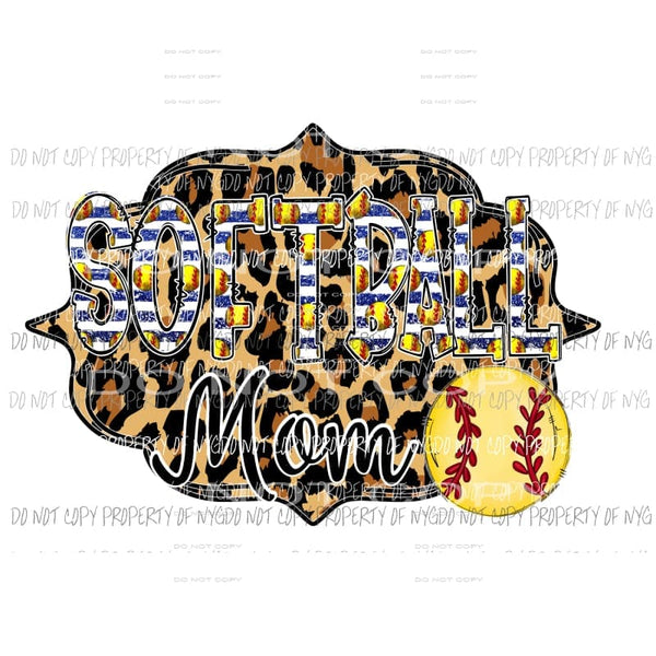 Softball Leopard Blue Stripe Mama - Mimi - Mom - Nana other names in drop down menu if you dont see the name you want put in the notes