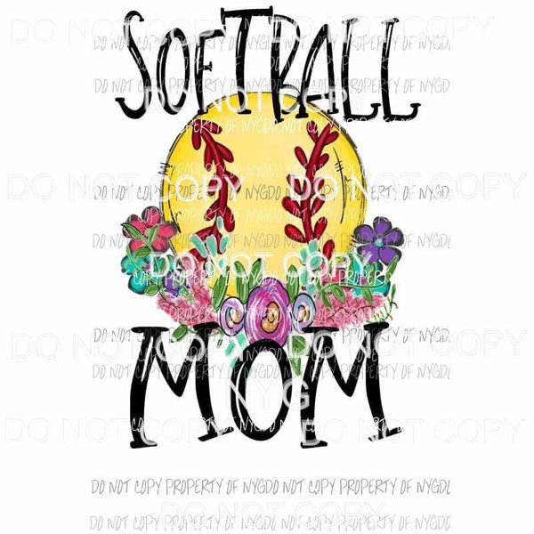 Softball Mom #6 flowers watercolor Sublimation transfers Heat Transfer