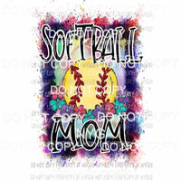 Softball Mom #7 flowers splatter Sublimation transfers Heat Transfer