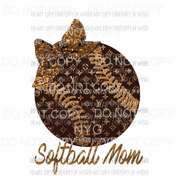 Softball Mom LV #1 glitter bow louis vuitton Sublimation transfers Heat Transfer