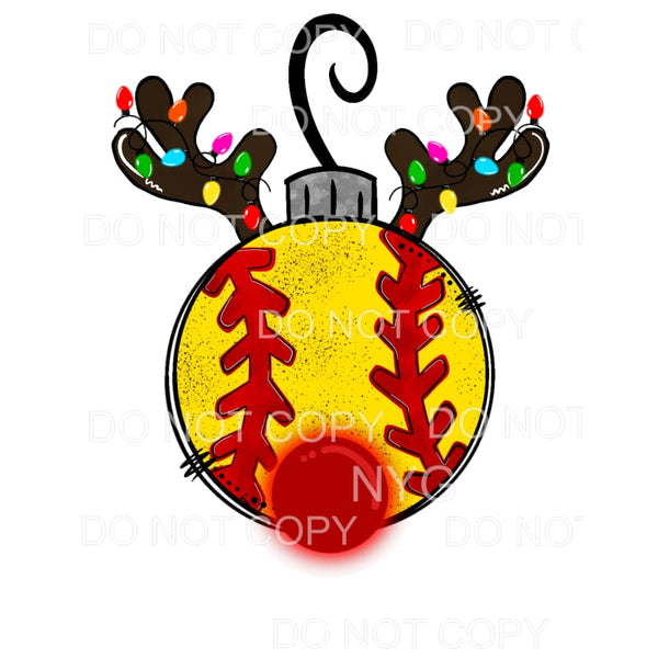 Softball Rudolph Reindeer Ornament Christmas Lights #1312 