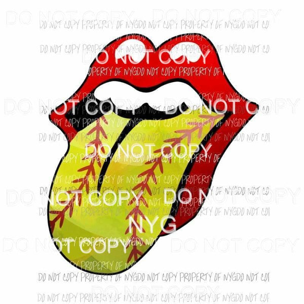 Softball tongue rolling stones lips Sublimation transfers Heat Transfer