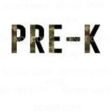 Split Letters Camo GRADES preschool PRE K TO 5TH GRADE 