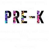Split Letters leopard tie dye GRADES preschool PRE K TO 5TH 