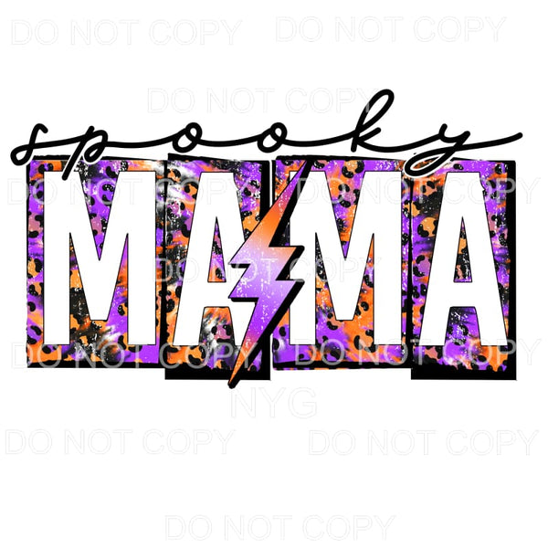 Spooky Mama Block Letters Lightning Bolt Tie Dye Leopard 