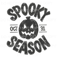 Spooky Season Oct 31 Jack O Lantern Black Red Distressed 
