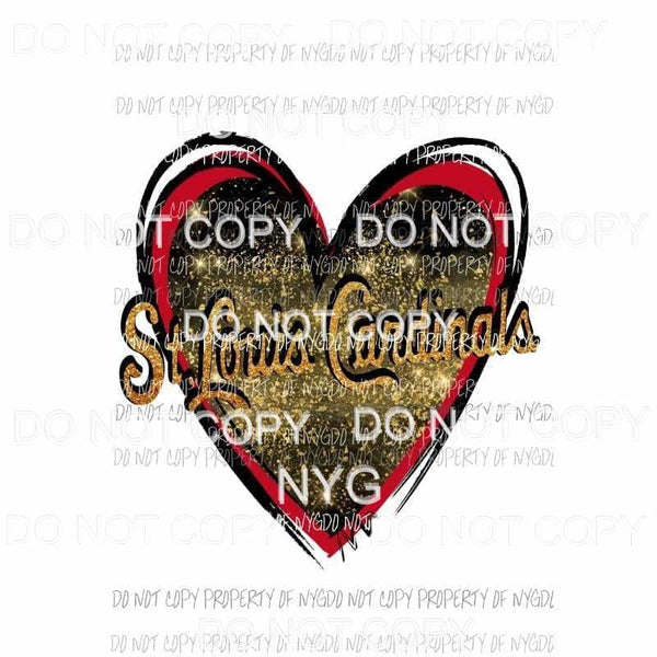 St Louis Cardinals Heart baseball Sublimation transfers Heat Transfer