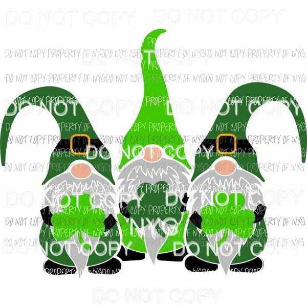 St Patricks Day Gnome trio #1 green Sublimation transfers Heat Transfer