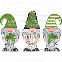 St Patricks Day Gnome Trio #5 shamrock horseshoe green silver glitter Sublimation transfers Heat Transfer