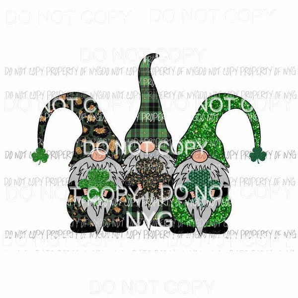 St Patricks Day Gnomes #3 trio Sublimation transfers Heat Transfer