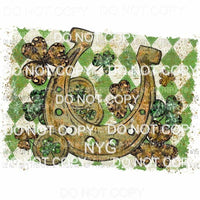 St Patricks Day Horseshoe gold green shamrocks glitter Sublimation transfers Heat Transfer