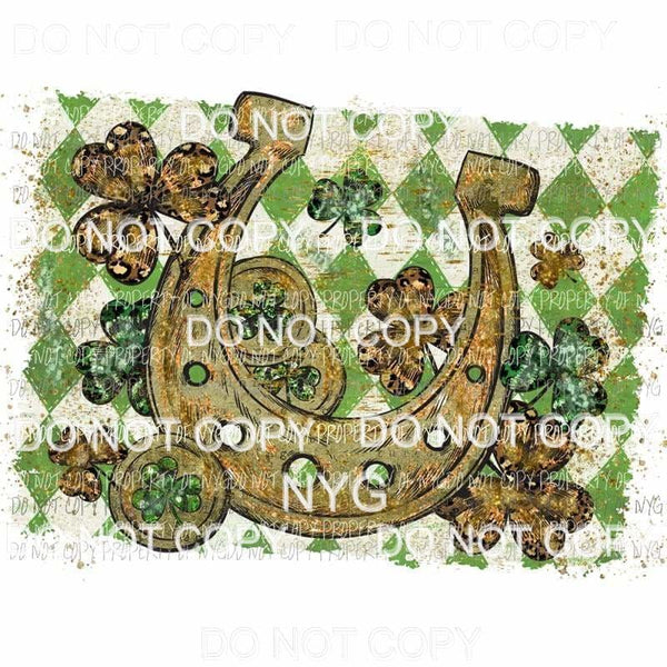 St Patricks Day Horseshoe gold green shamrocks glitter Sublimation transfers Heat Transfer