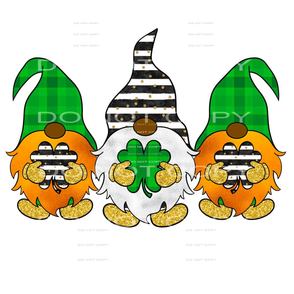 St Patricks Days Gnomes Plaid Gold Glitter #2578 Sublimation