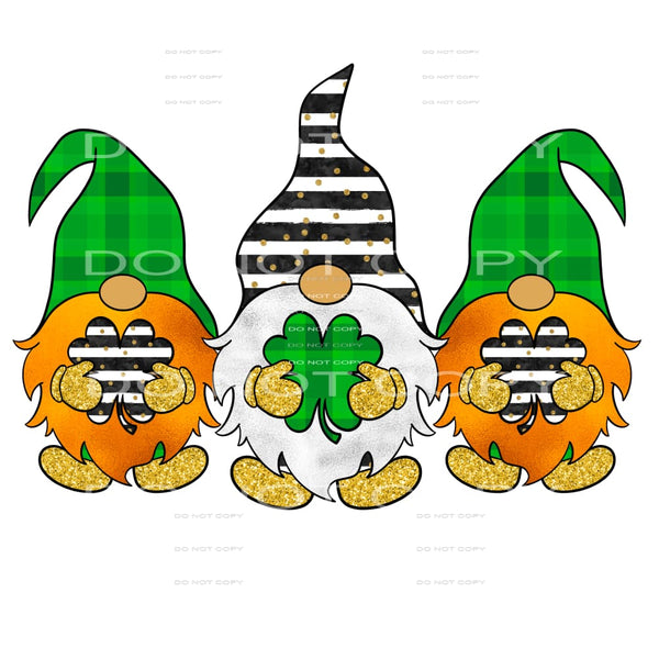 St Patricks Days Gnomes Plaid Gold Glitter #2579 Sublimation