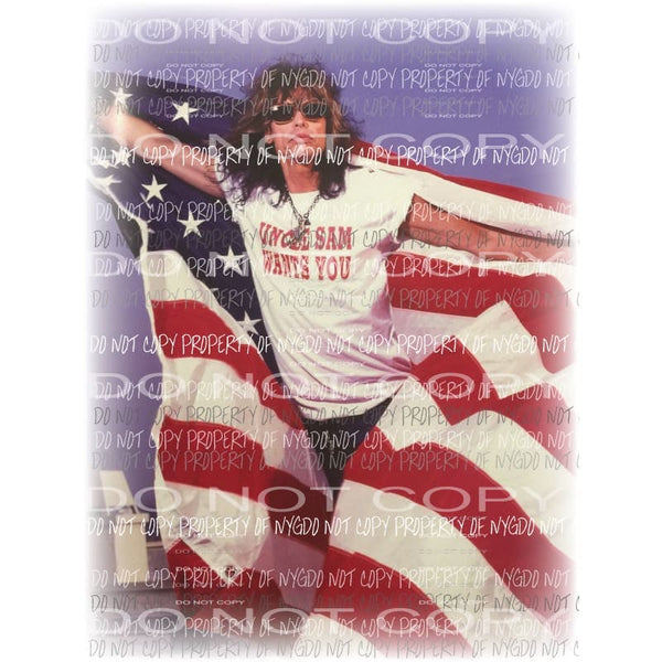 Steve Tyler Flag uncle sam wants you Sublimation transfers usa 4th of july america Heat Transfer