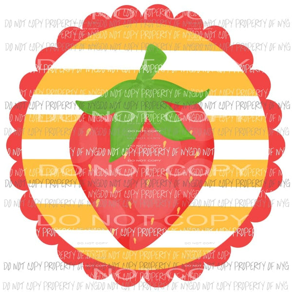 Strawberry yellow stripes red ruffle circle Sublimation transfers Heat Transfer