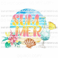 SUMMER drink seashell flowers Sublimation transfers Heat Transfer