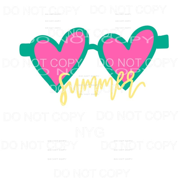 Summer Pink Green Heart Shaped Sunglasses Sublimation 