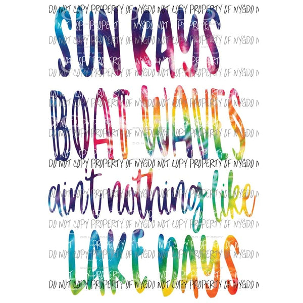 Sun Rays Boat Waves Lake Days #2 Sublimation transfers Heat Transfer