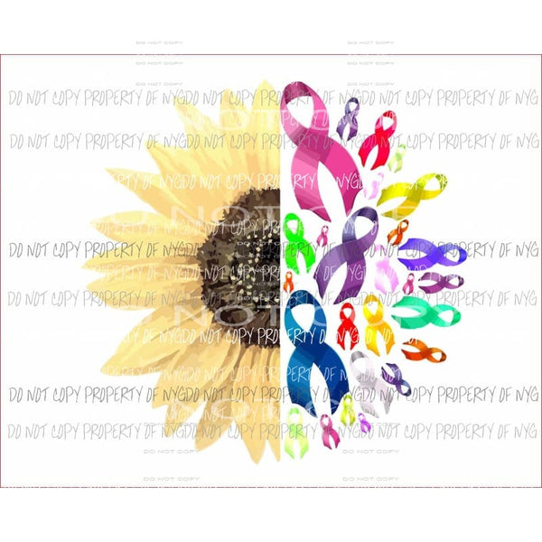 Sunflower Awareness Ribbons all colors Sublimation transfers Heat Transfer