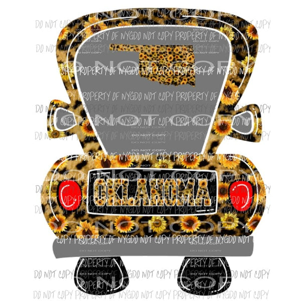 Sunflower Oklahoma Truck Sublimation transfers Heat Transfer
