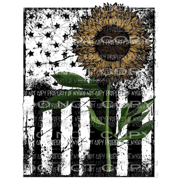Sunflower Rustic American Flag background Sublimation transfers Heat Transfer