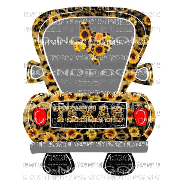 Sunflower Texas Truck Sublimation transfers Heat Transfer