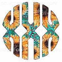 Sunflower Turquoise monogram letters put letters in notes 