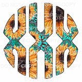 Sunflower Turquoise monogram letters put letters in notes 