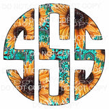 Sunflower Turquoise monogram letters put letters in notes 