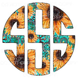 Sunflower Turquoise monogram letters put letters in notes 