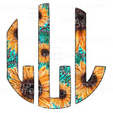 Sunflower Turquoise monogram letters put letters in notes 