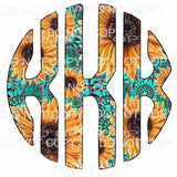 Sunflower Turquoise monogram letters put letters in notes 