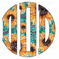 Sunflower Turquoise monogram letters put letters in notes 