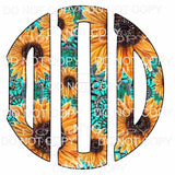 Sunflower Turquoise monogram letters put letters in notes 