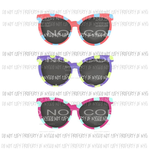 Sunglasses Trio stacked Sublimation transfers Heat Transfer