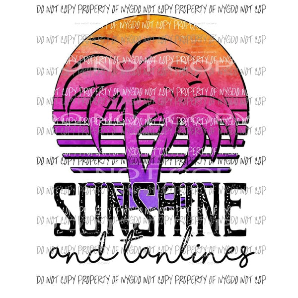 Sunshine And Tanlines Palm Trees Sunset Sublimation transfers Heat Transfer