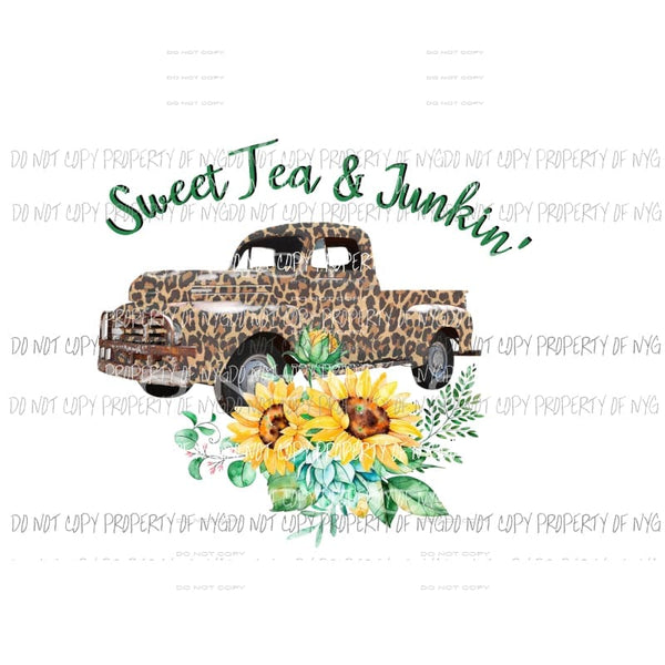 Sweet Tea & Junkin’ leopard truck sunflowers Sublimation transfers Heat Transfer