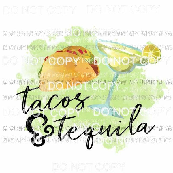 Tacos & Tequila watercolor margarita glass Sublimation transfers Heat Transfer