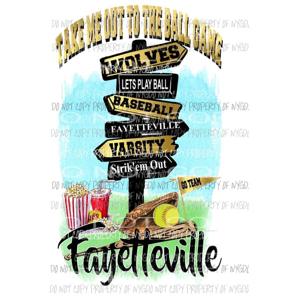 Take ME out to the ball game SOFTBALL Custom School YOU MUST ORDER 10 Transfers the first order Sublimation transfers Heat Transfer