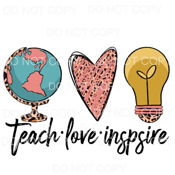 Teach Love Inspire Leopard Globe Heart Lightbulb #654 